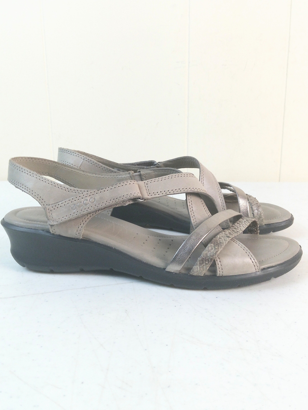 Ecco Comfort Leather Slingback Sandals Gray Size 39 US 8/8.5